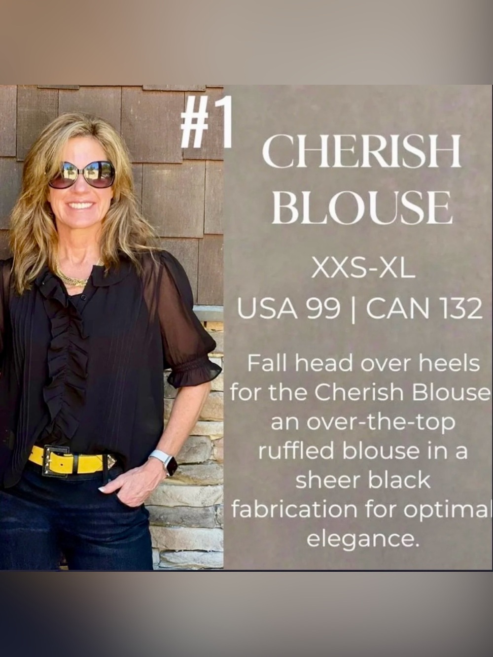 Cabi Cherish Black Ruffle V-Neck Blouse - Size Medium - Picture 2 of 3